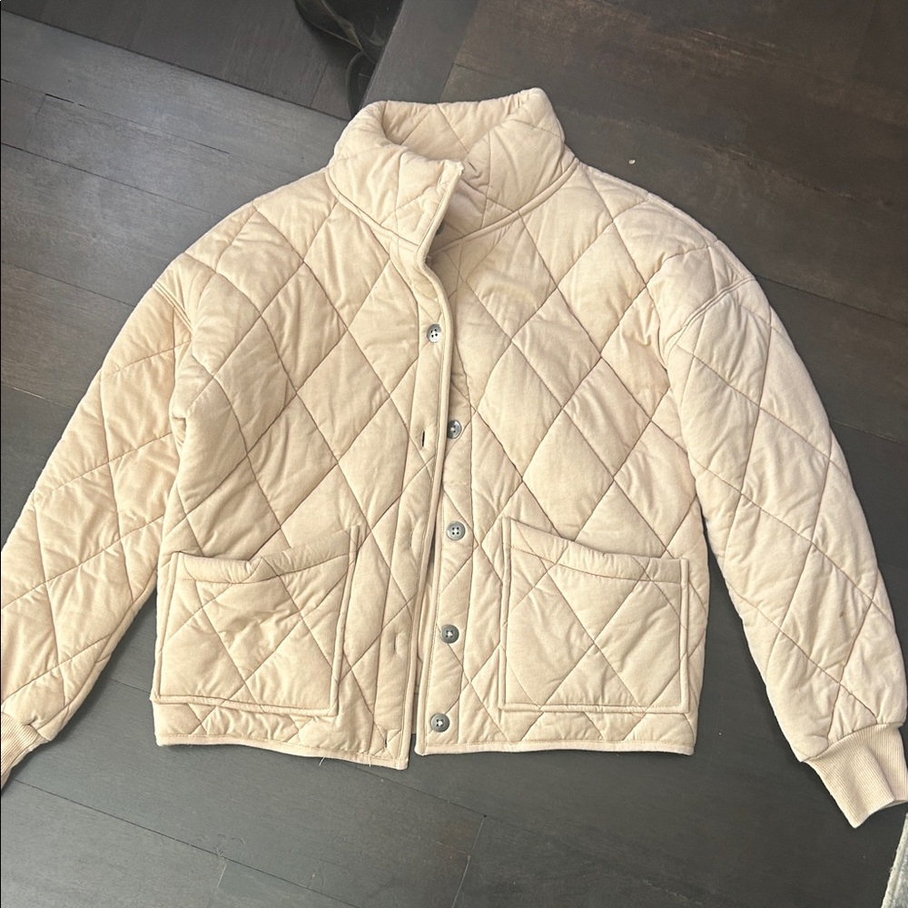 Wild Fable Quilted Puffer Jacket in Cream